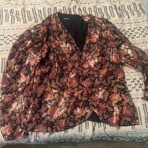 Express Black and Pink Blazer Floral Pattern Lightweight